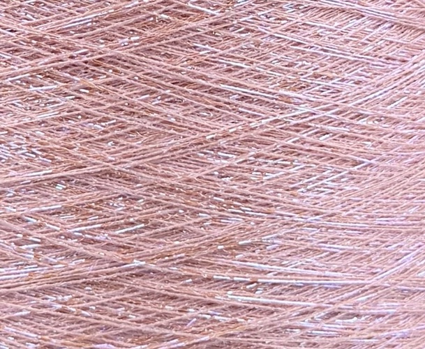 Industria Italiana Filati Art. Frizze' Nm 35 – Filato fantasia in viscosa e lurex col. Puderrosa 4434